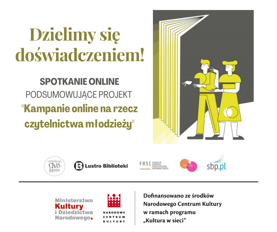 Fundacja Civis Polonus zaprasza na spotkanie online dla bibliotekarzy, podsumowujące realizację projektu „Kampanie online na rzecz czytelnictwa młodzieży”